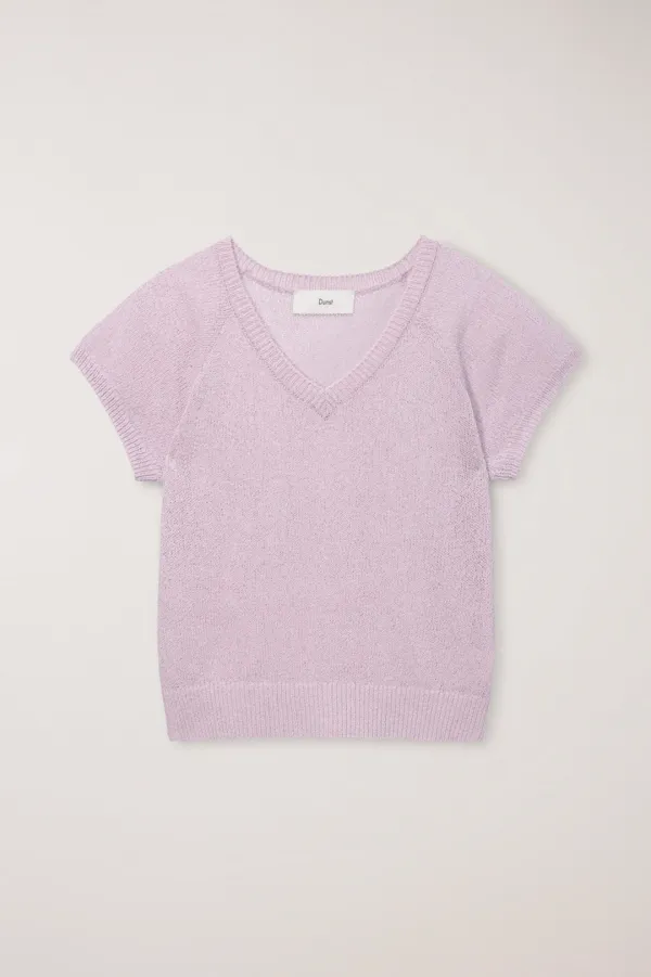 SUMMER LINEN V-NECK KNIT SOFT PINK_UDSW6B233P1