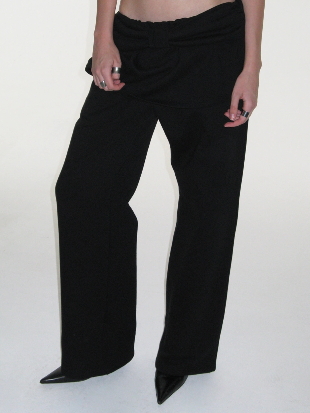 크랭크 RIBBON SKIRT SWEATPANTS_BLACK 상품 이미지 2
