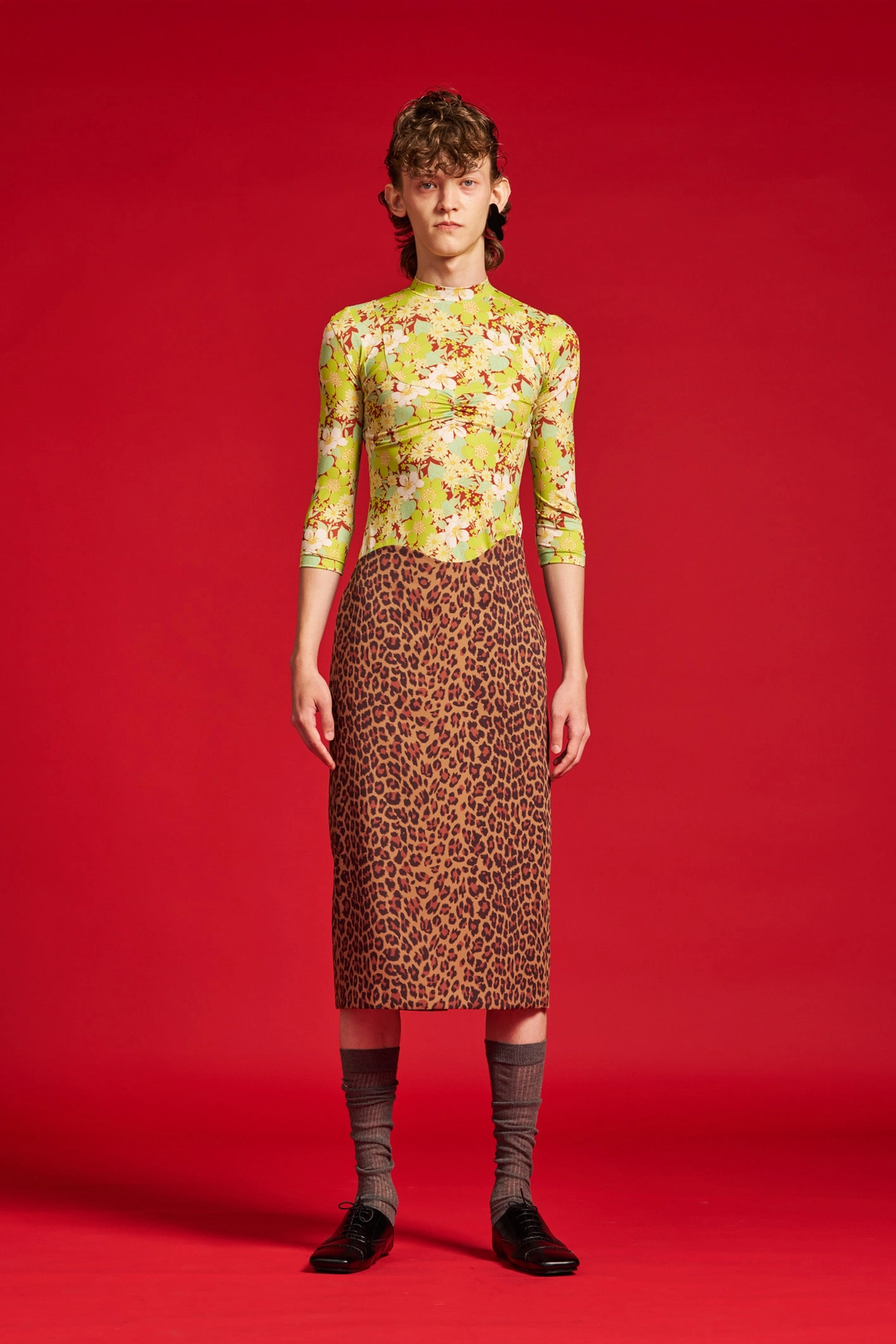 푸쉬버튼 SS26 GREEN FLORAL 3/4 SLEEVE JERSEY TOP 상품 이미지 2