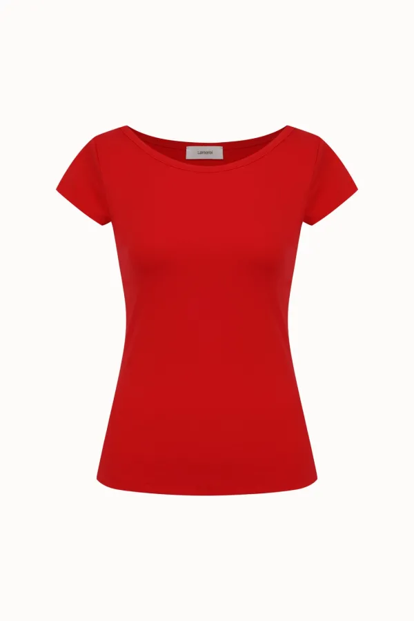 90s Boat Neck Cap Sleeve T-Shirt[LMBFSUTT617]-6color