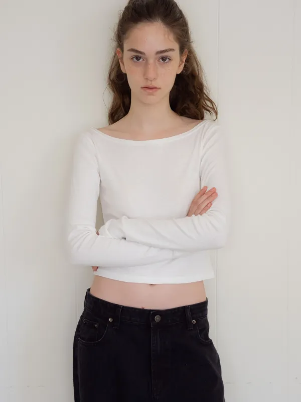 pilling wide boatneck t-shirt (ivory)