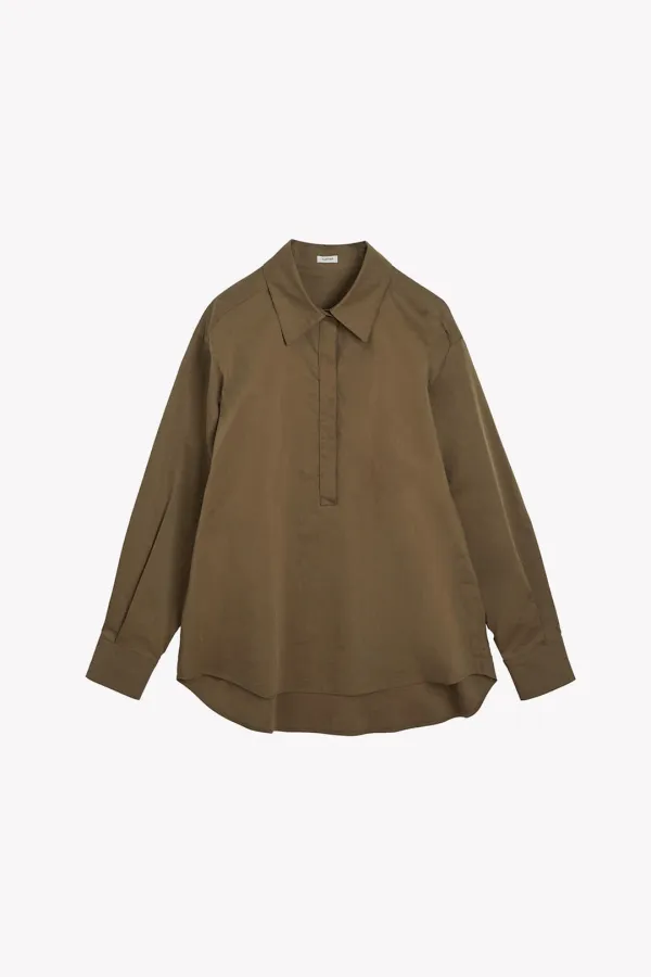 Enzo Half Button Shirt (Brown)