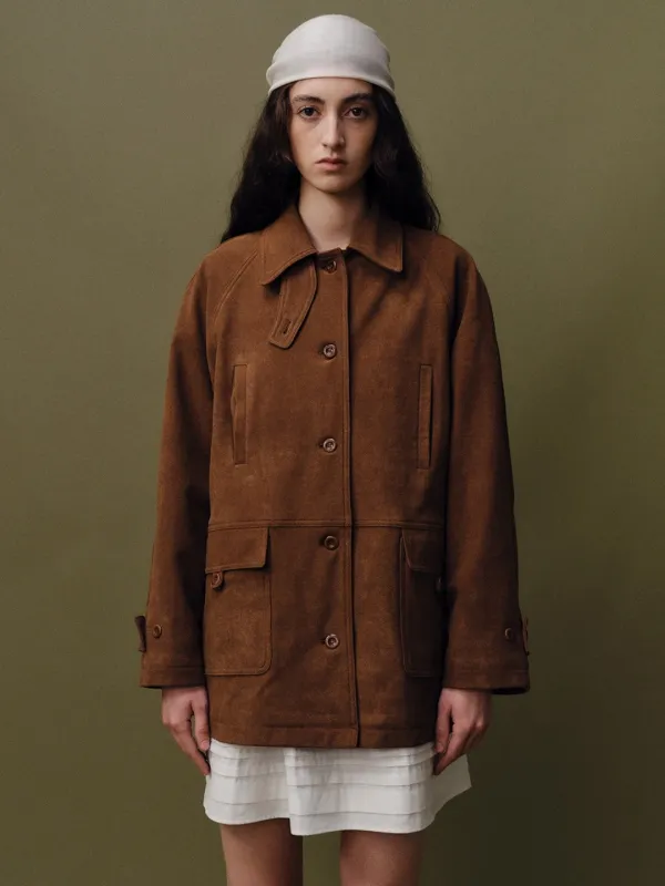 Suede single half jacket_brown