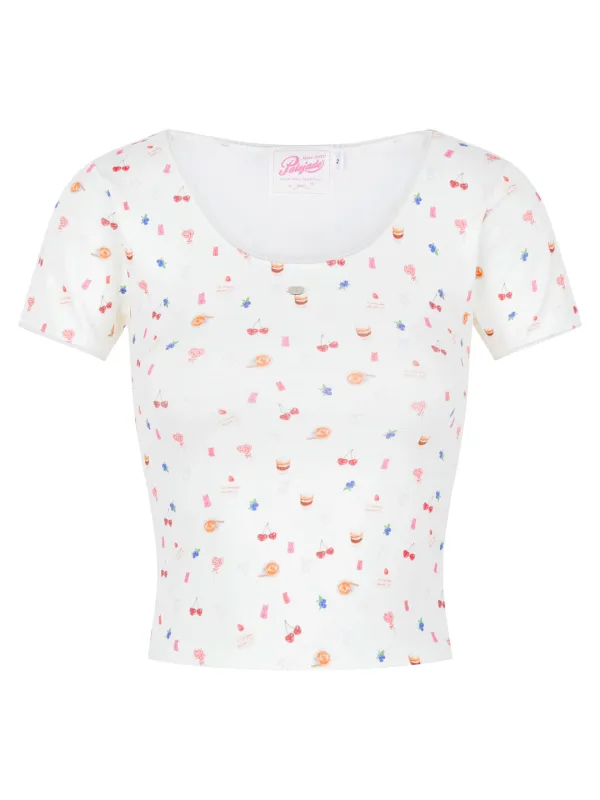 Dessert U-Neck Lace Half Sleeveless T