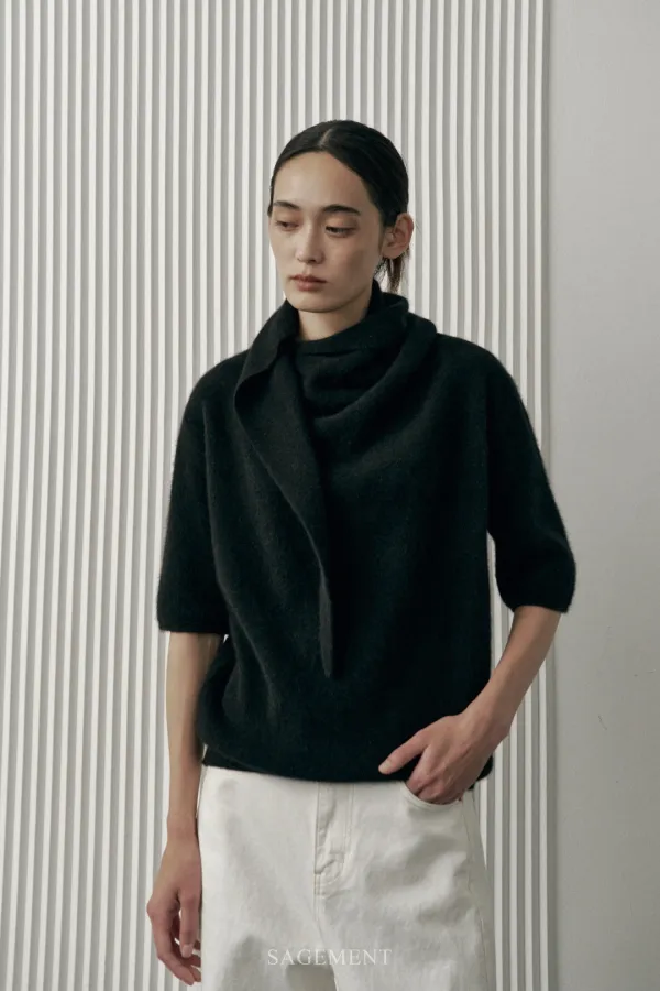 DRELL DRAPED SHAWL KNIT_BLACK