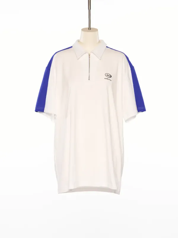PS25 WHITE HALF ZIP JERSEY TOP