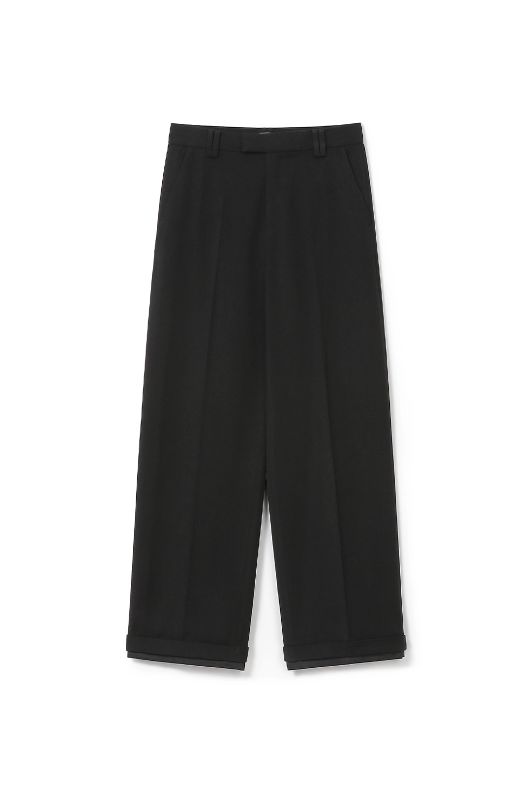 썬번프로젝트 DOUBLE HEM WIDE SLACKS, BLACK 상품 이미지 1