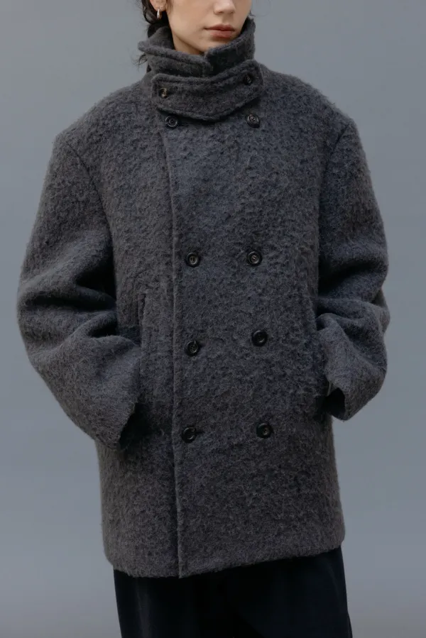 Alpaca Blend Double Peacoat (Charcoal)
