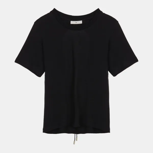 [스프링세일] cut-out shirring T (black)