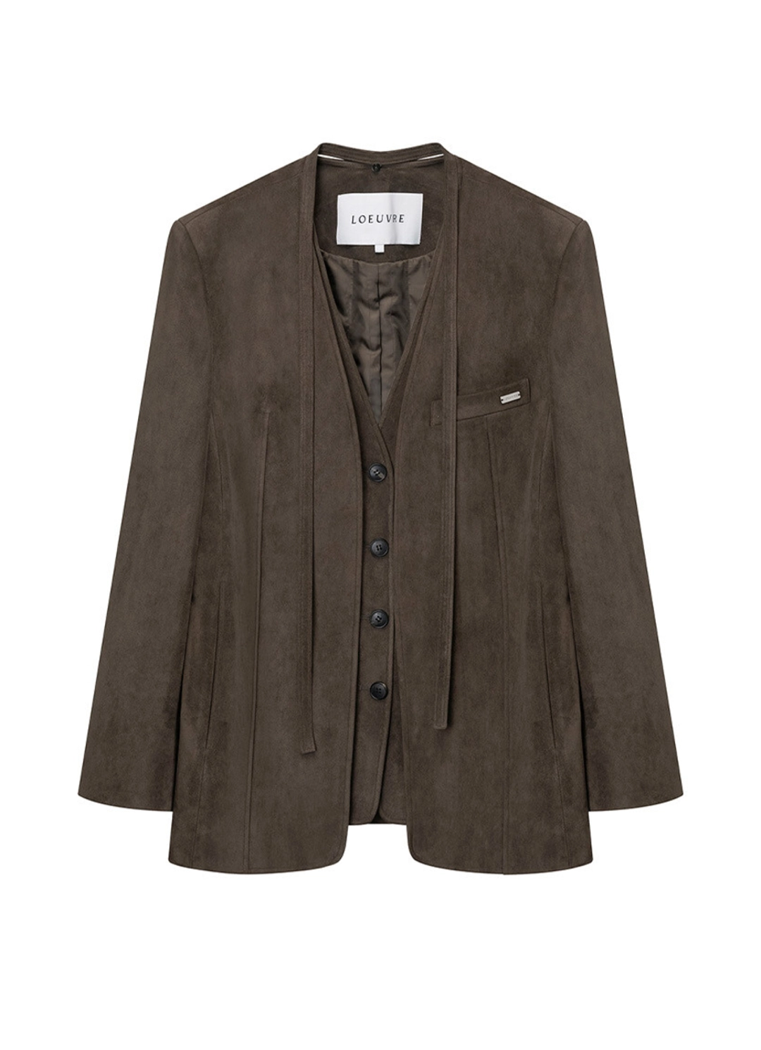루에브르 Faux Suede Collarless Layered Jacket SL5XJ938-B8 상품 이미지 3