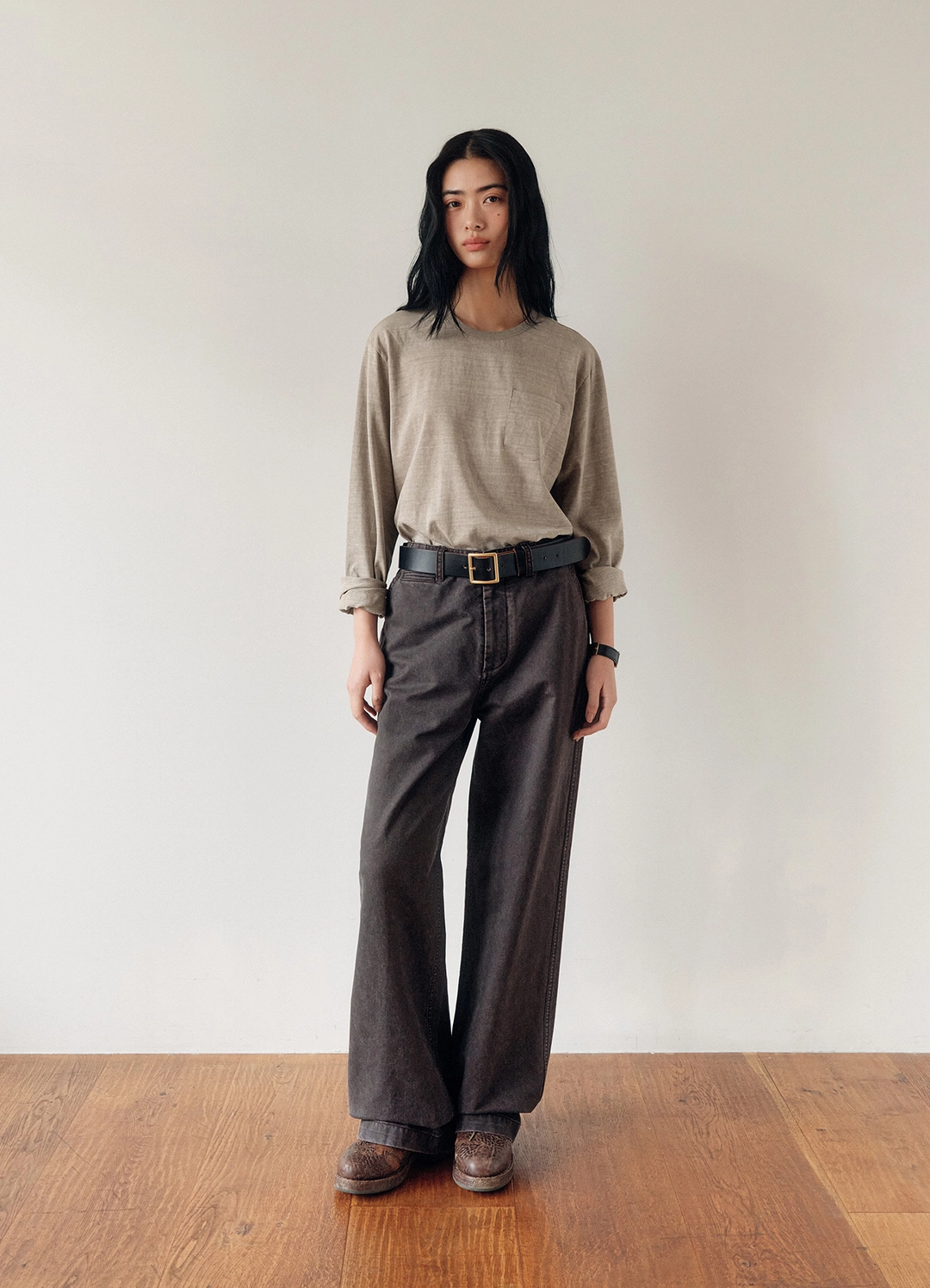 카이르 Washed Officer Chino Pants (Vintage Brown) 상품 이미지 1