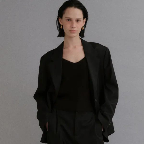 Fine wool overfit tailored jacket_black