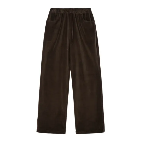 VELVET JOGGER PANTS - BROWN
