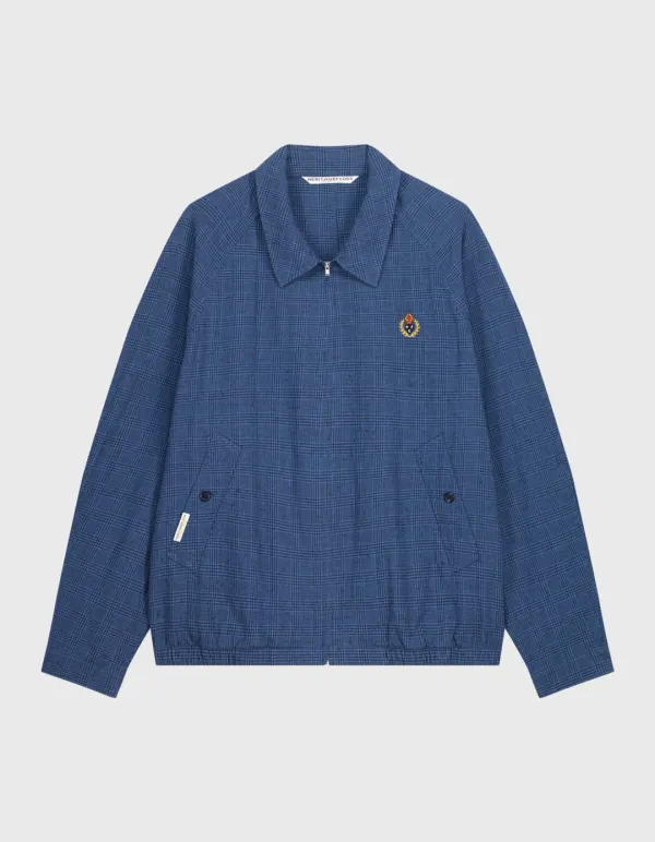 CREST WASHED CHECK BLOUSON JACKET / Blue