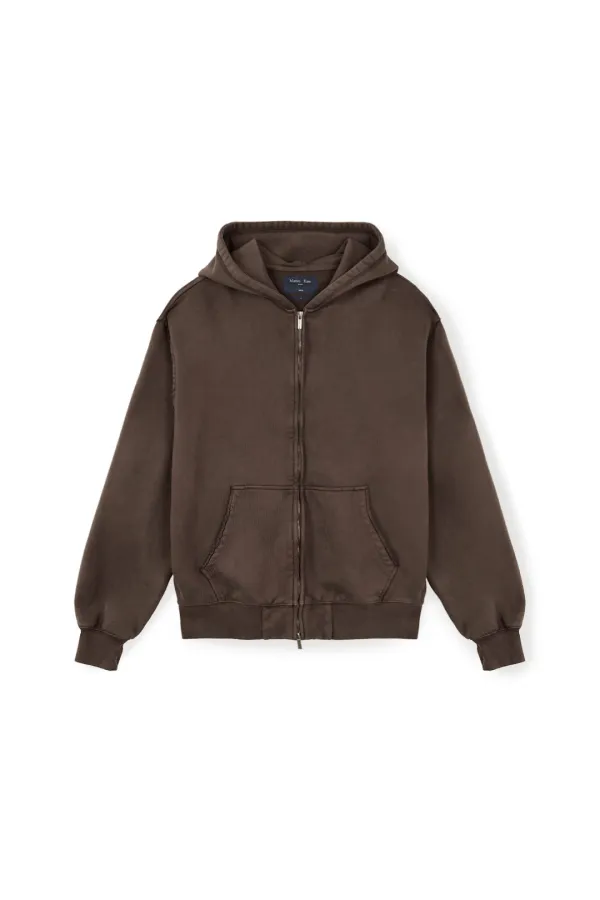BACK LOGO WASHED HOODY ZIP UP FOR MEN IN COCOA