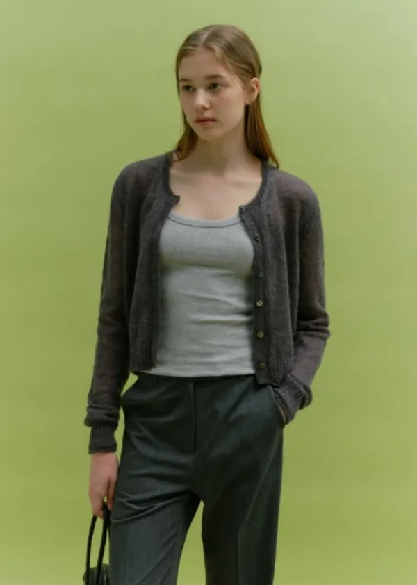 MOHAIR SHEER CARDIGAN (dust gray)
