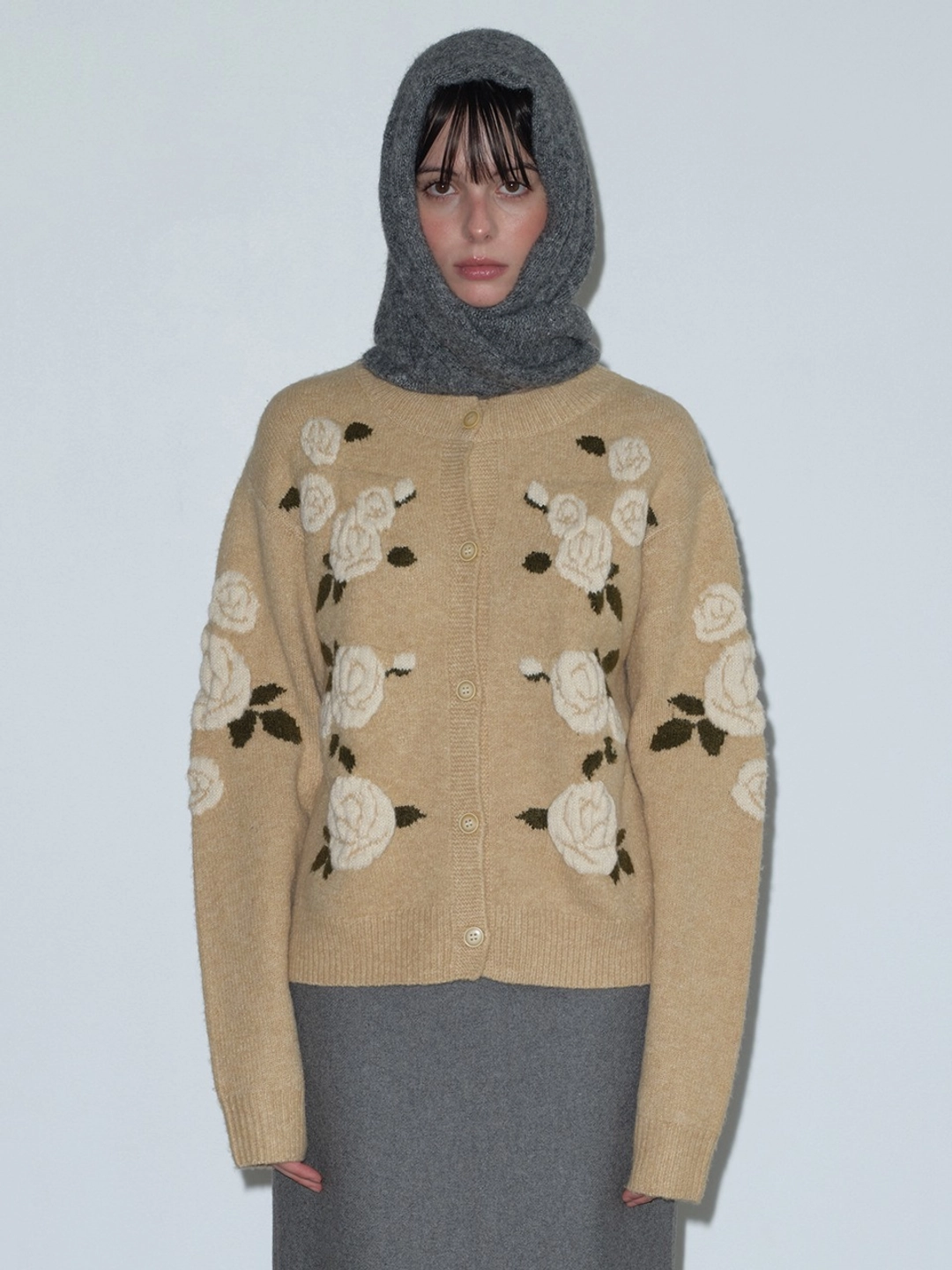 마가린핑거스 ROSE JACQUARD CARDIGAN (BEIGE) 상품 이미지 2
