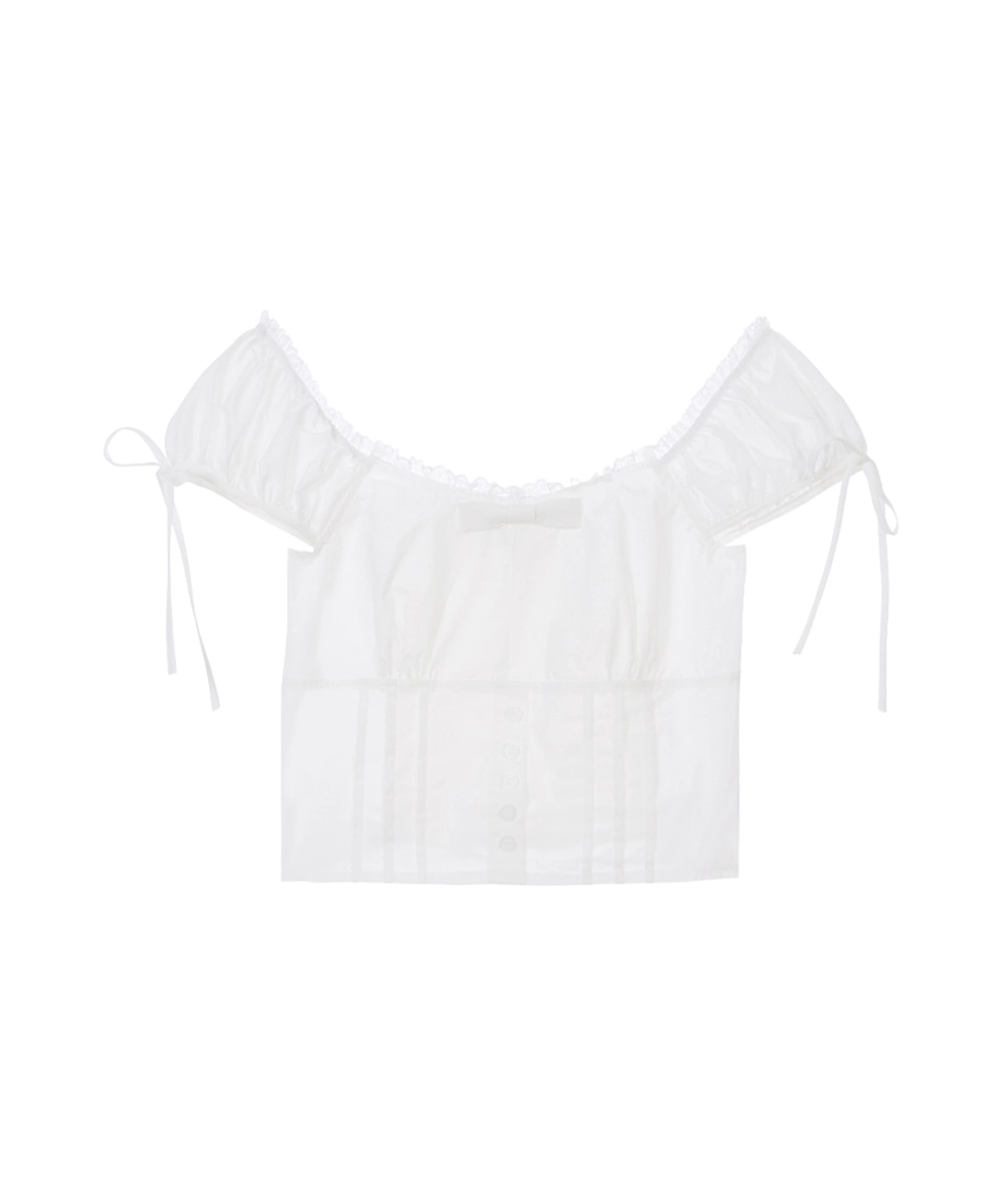 로제프란츠 Ribbon Pintuck Crop Blouse [White] 상품 이미지 1