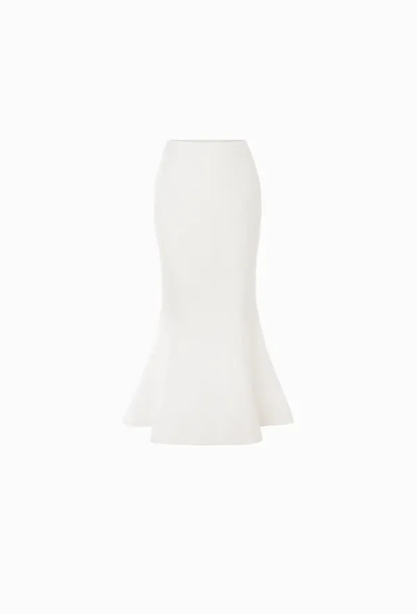 Bianca Tweed Wool Skirt (Ivory)