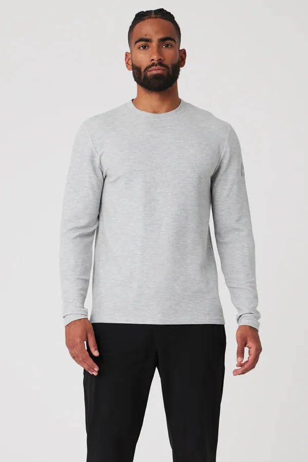 Micro Waffle Fast Break Long Sleeve Tee - Athletic Heather Grey