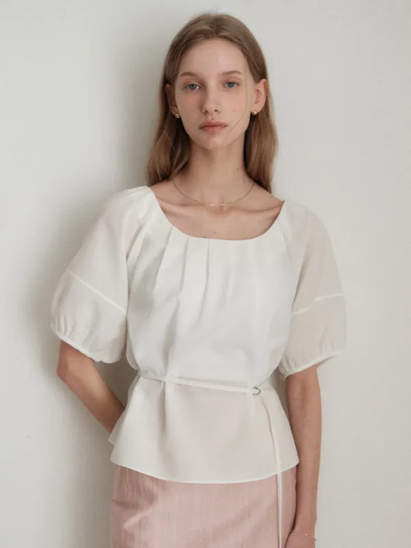 Balloon Belted Blouse_2color