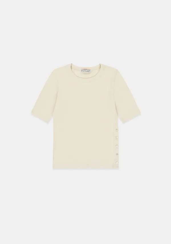 Side button tee (Cream)