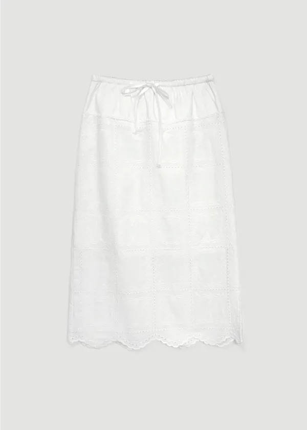 Double waist lace skirt (Ivory)