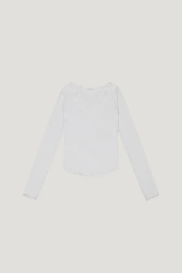Silky Lace Slim Tee (white)