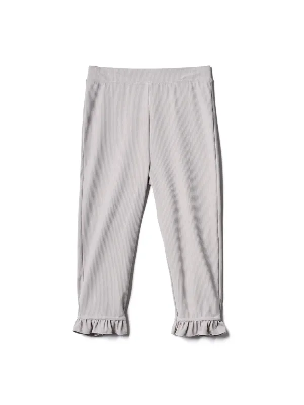 Frill Capri Leggings Pants - Light Grey