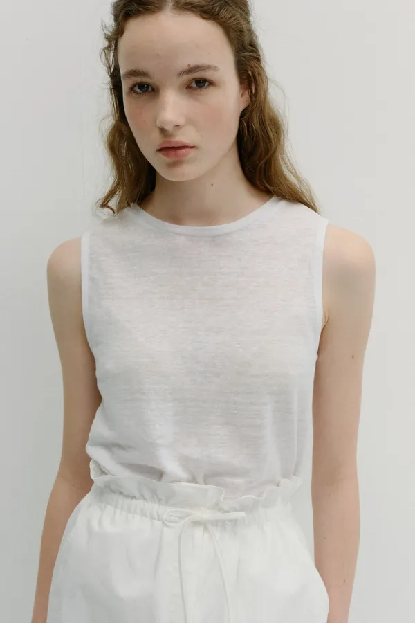 linen sleeveless t-shirt (3colors)