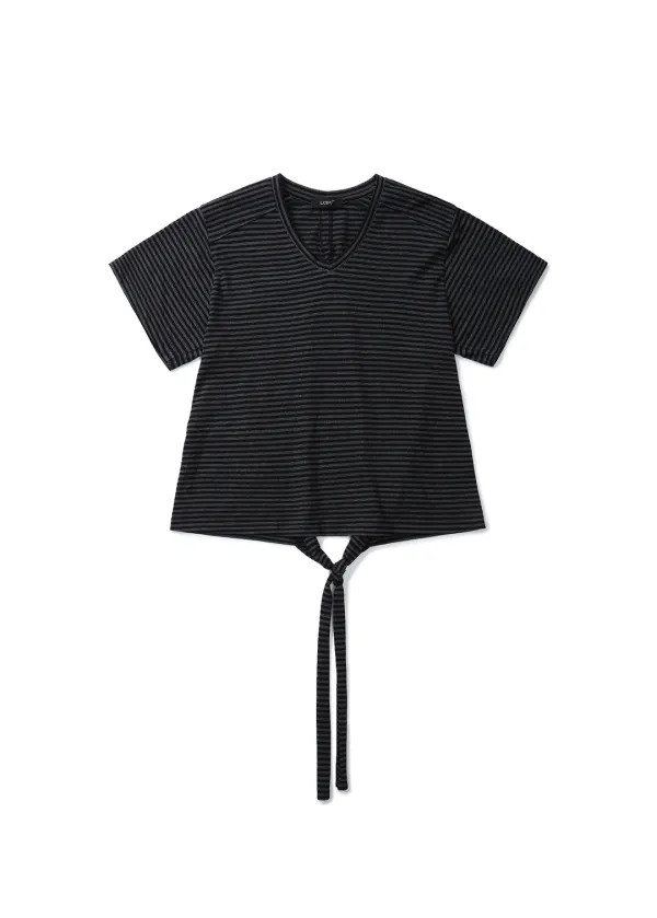 BACK SLIT V-NECK TOP (DARK GREY)