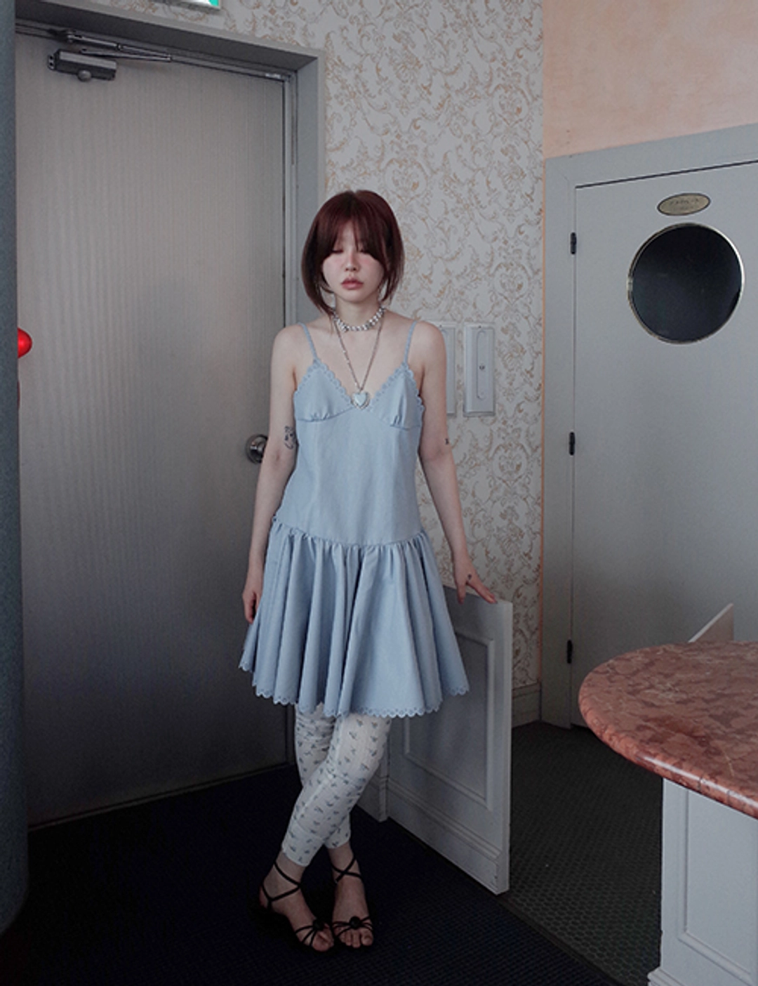 프레클 lace faux leather dress 상품 이미지 1