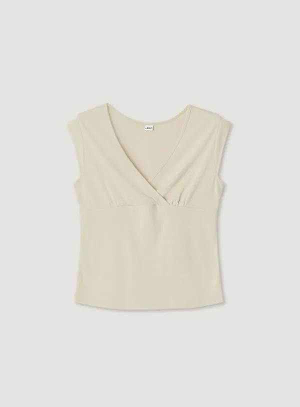 [ROUTINE] YORK WRAP TEE_MILK BEIGE