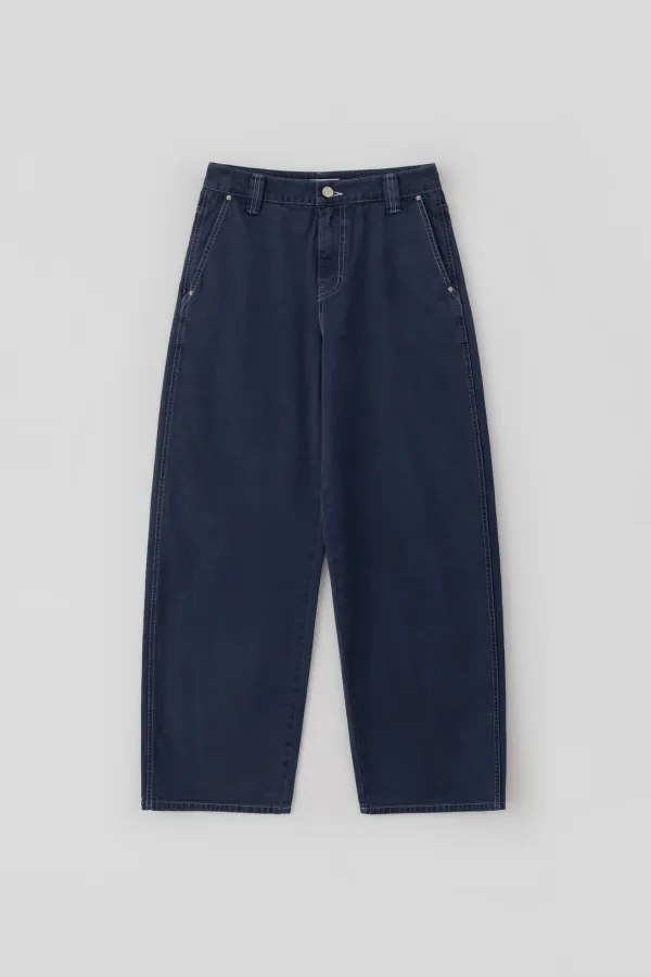 Curved Dyeing Denim Pants_Blue