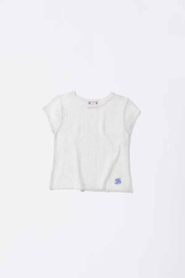 Eyelet Knit Tee Ivory
