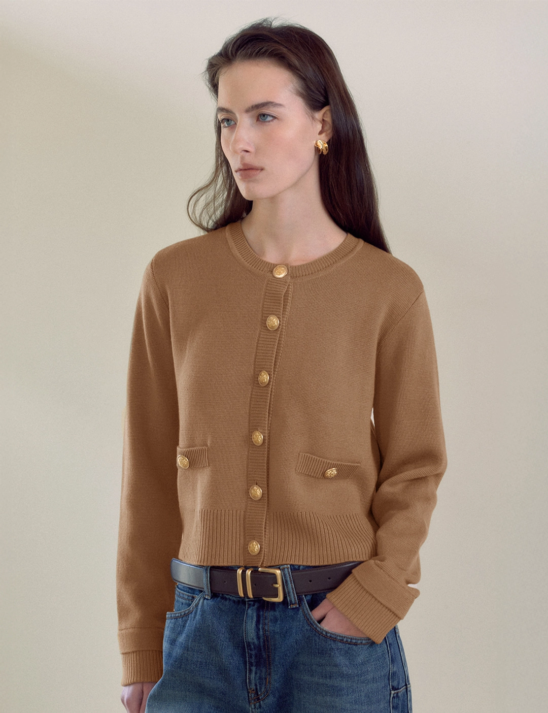 노미나떼 Clara Silk Blend Cardigan (Beige) 상품 이미지 3