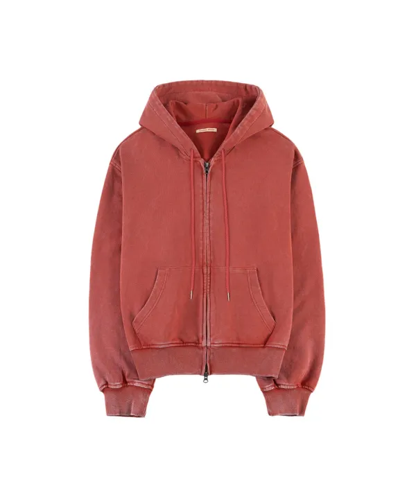 A3572 워시드 후드 집업_Red
