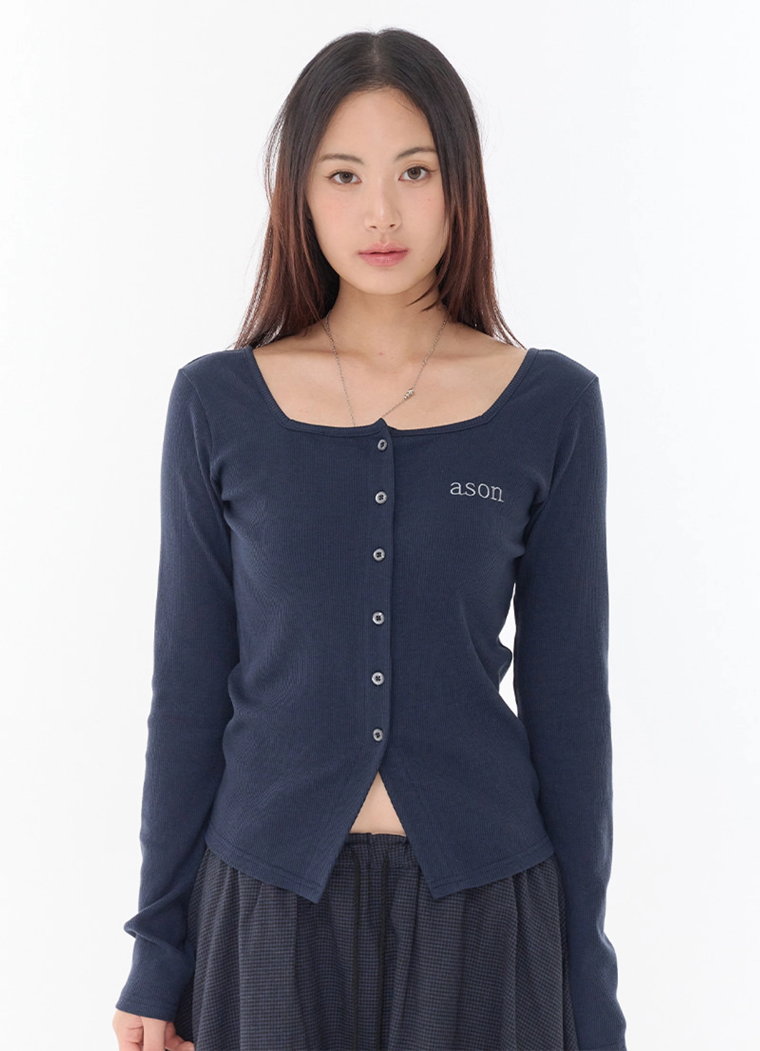 애즈온 MUTE BUTTON CARDIGAN / NAVY 상품 이미지 1