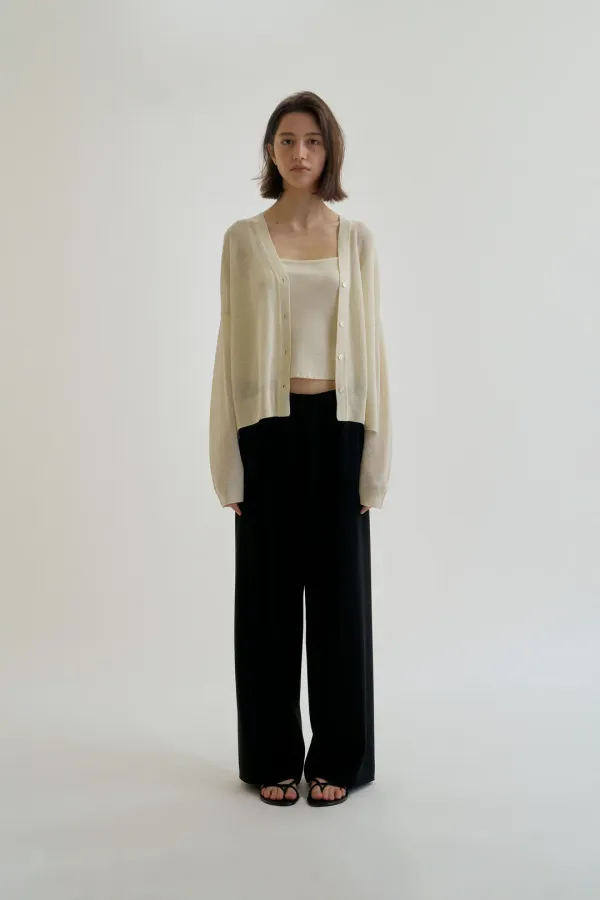 LINEN CARDIGAN&TOP SET_CREAM IVORY_OD1C2MCD10CIV