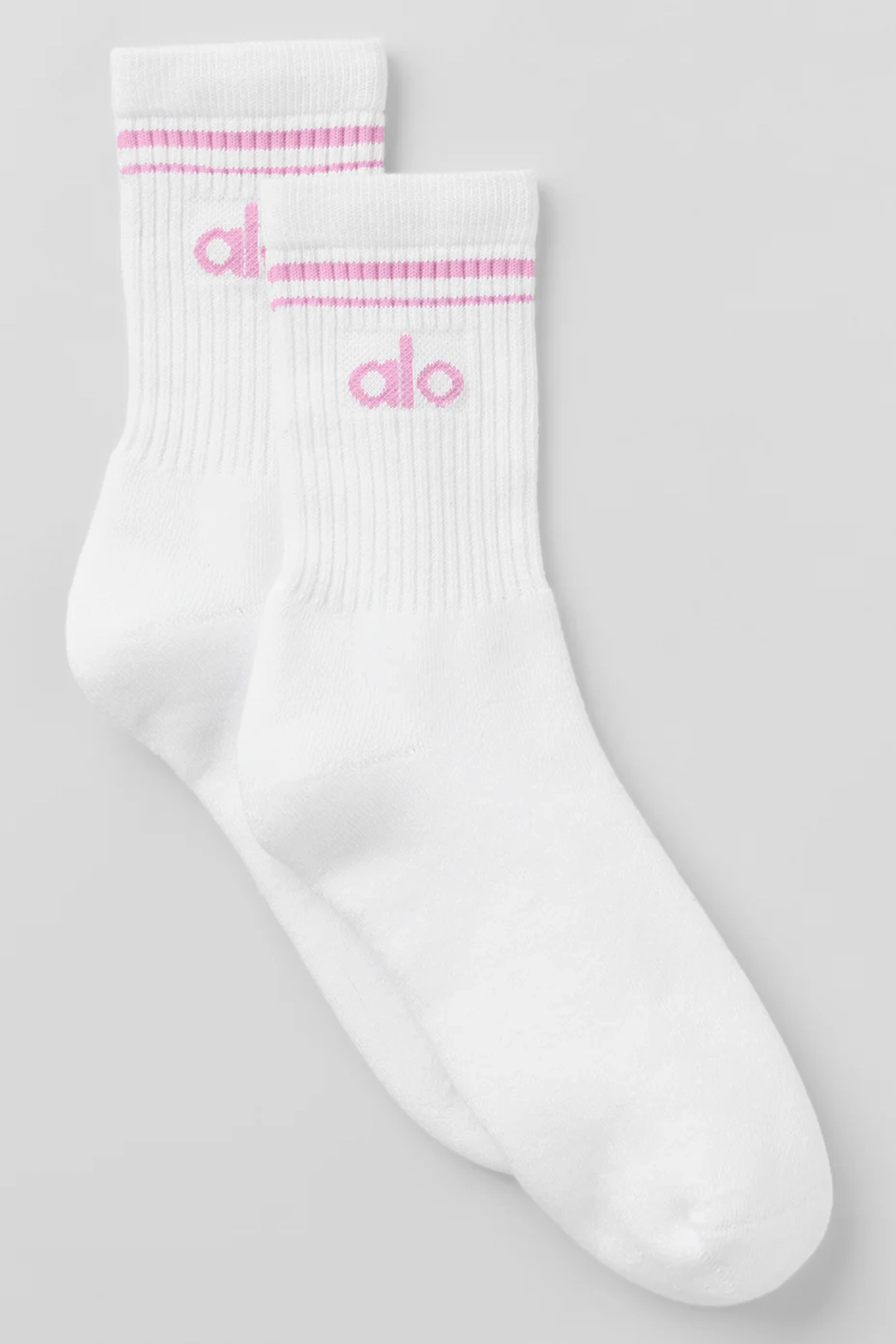 알로요가 Unisex Half-Crew Throwback Sock - White/Candy Heart Pink 상품 이미지 1