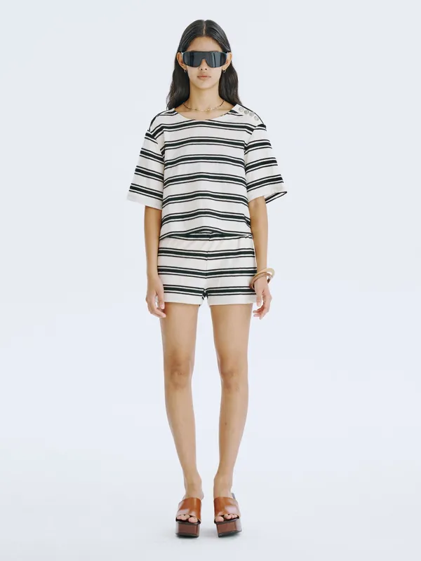 Stripe Jacquard Knit Shorts_Cream