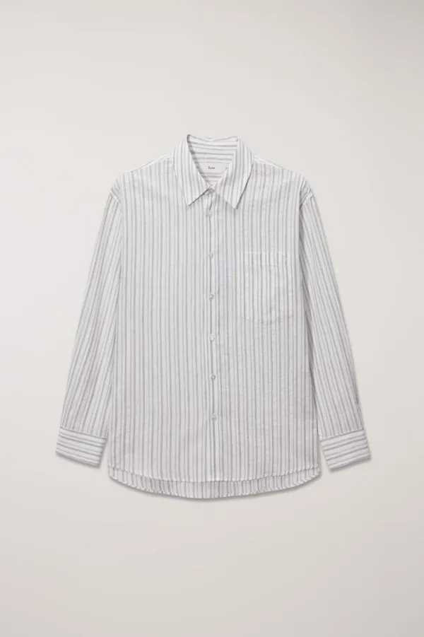 UNISEX CLASSIC OVERSHIRT BEIGE STRIPE