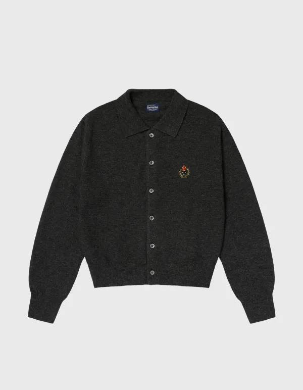 CREST TASMANIA WOOL COLLAR CARDIGAN (W) / M.Charcoal