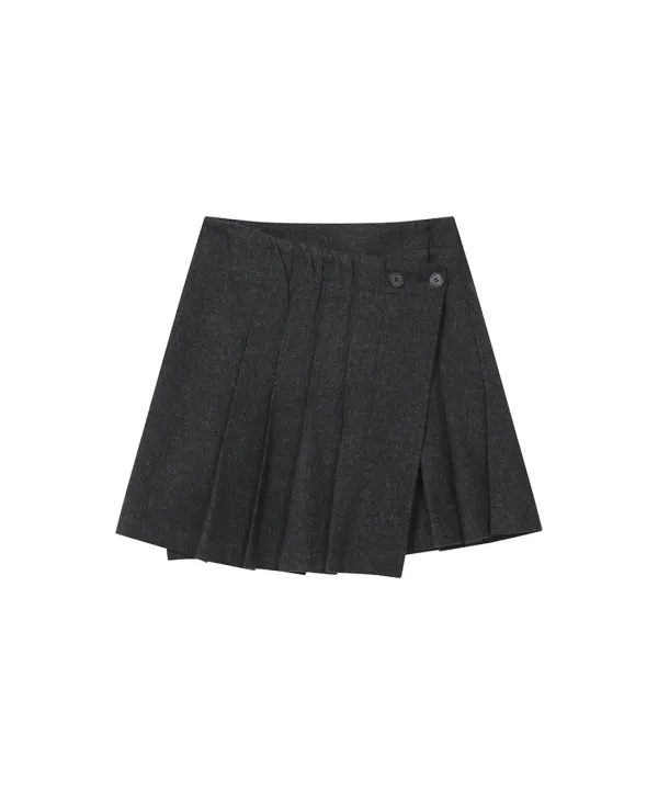 Wabi origami pleats midi skirt CHARCOAL