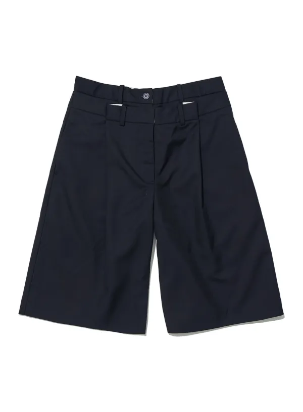 [WOMEN] DOUBLE-LAYER WAIST BERMUDA PANTS_DARK NAVY