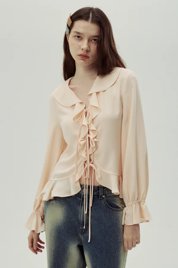 Chiffon Ruffle Blouse (Peach)