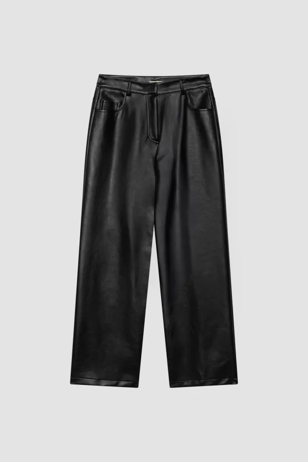SEMI WIDE LEATHER PANTS_BLACK