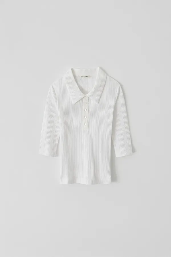 (2nd re-stock) T/T Ribbed collar v t-shirt (white)