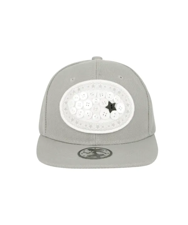 Lace Button Snapback / Grey