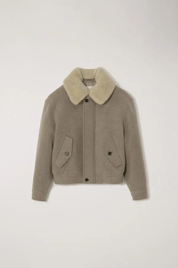 UNISEX FUR DETACHABLE CASHMERE BLOUSON CAMEL BEIGE